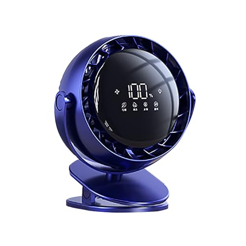 PYCAHENK Pequeño Ventilador Recargable con Abrazadera Robusta, Ventilador De Mesa Ultra Silencioso, Ventilador Circulador De Aire Portátil, Fuerte Flujo De Aire, Ventilador USB De 4 Velocidades(Blue)