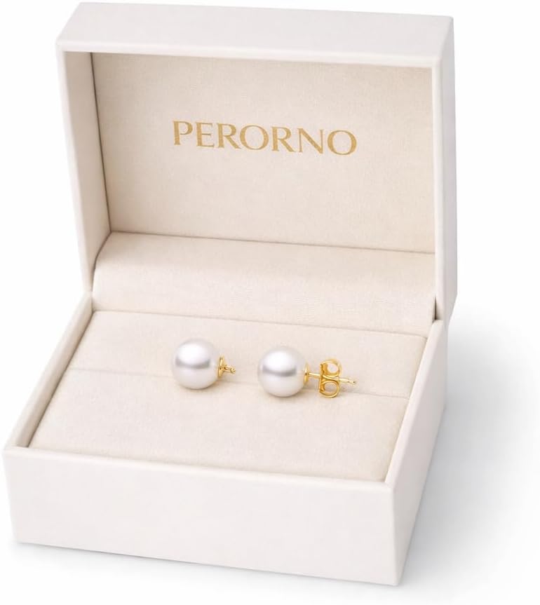 18K Yellow Gold Japanese Akoya Cultured Pearl Stud Earrings 8-8.5mm AAA Quality – Classic White Pearl Earrings for Women image 3