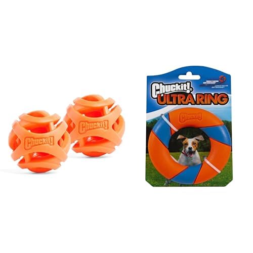 Chuckit Dog Fetch Toy Bundle Air Fetch Ball 2 5 Inch 2-Pack for Dogs 20-60 lbs UltraRing Chase