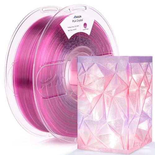 Image of AMOLEN Translucent PLA Filament 1.75mm, Transparent 3D Printer Filament, Crystal PLA Aurora Purple, NO-Tangle & Low Warping, Spool 1KG, Dimensional Accuracy + /- 0.02 mm, Fits Most FDM 3D Printers