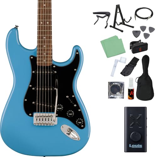 Squier by Fender SONIC STRATOCASTER エレキギター初心者14点セット【ヘッドホンアンプ付き】 Laurel-CAB(カリフォルニアブルー) ストラトキャスター スクワイヤー/スクワイア