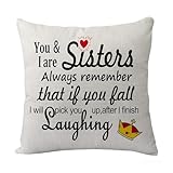 2026 Kopfkissen Kissenbezug „Für Immer Schwestern“ für Mädchen, ideal Geburtstage Schulabschlüsse, 45,7 x 45,7 cm (Beige, 45x45cm)