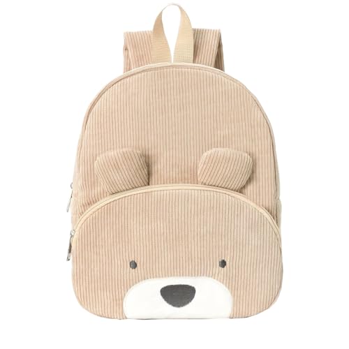 Image of RETEN Corduroy Toddler Backpack for Boys and Girls 2-4 Preschool Kindergarten Cute Bear Backpack Kids Travel Daycare Bag, 11.8" (Khaki)