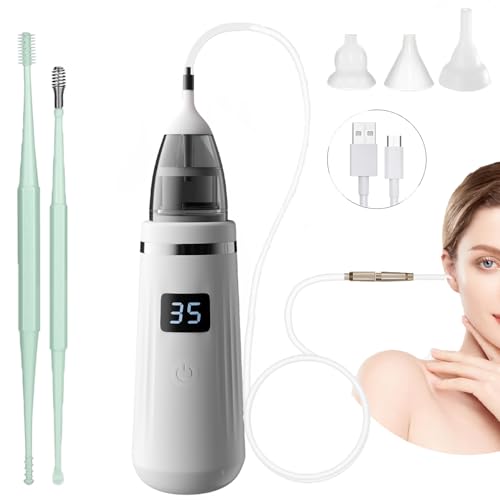 Aspirador de cerumen de orejas, limpiador de oídos eléctrico, limpiador de oídos, LCD, eliminación de cera auricular para una limpieza profunda, apto para niños y adultos
