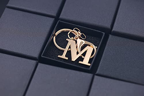 Laxpicol Gold Letter M Keychain For Women Men Purse Handbags Metal Alphabet Initial Letter Key Ring Keychain #TOP4