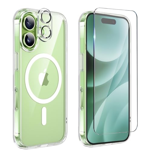 Image of for iPhone 17 Case Clear,Magnetic iPhone17 Case with Screen Protector & Camera Protector [Compatible with MagSafe], Shockproof TPU Cover for iPhone 17-Transparent