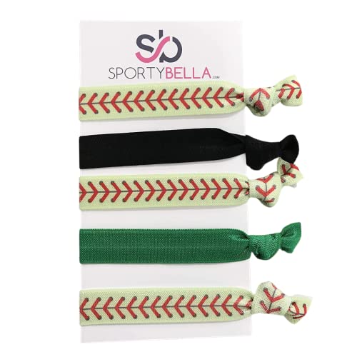 Softball Hair Accessories, Blue Softball Hair Ties, No