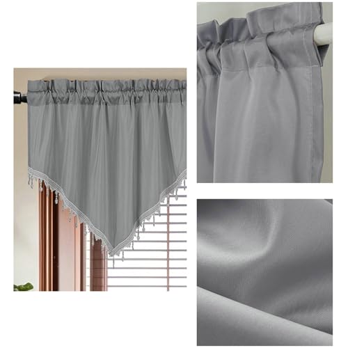 Rideaux fenetres courts occultants de finition soignee uni a pompons