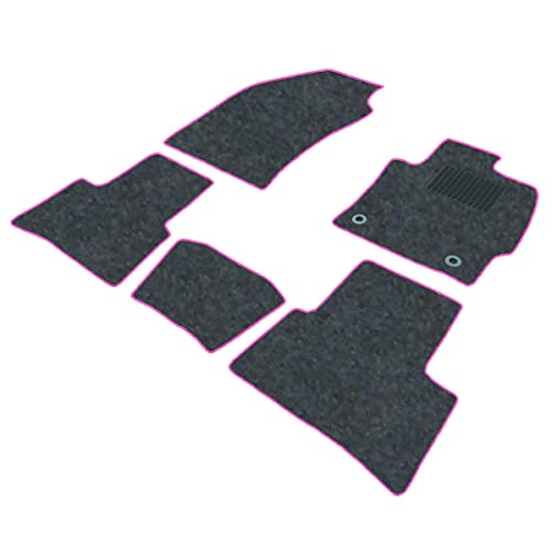 フェニーチェ カーマット フロアマット 国内生産 ブルーグレー × ロック糸ピンク 滑り止め形状 ずれにくい 車用 マット