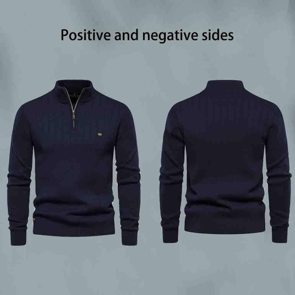 Autumn and Winter Stand up Collar Men's Quarter Zipper Pullover Knitted Sweater, Suter para Hombre