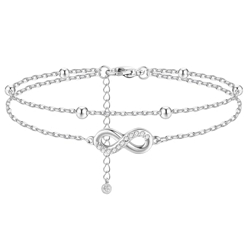 FIBO STEEL Stainless Steel Ankle Bracelet for Women Teens Cute Butterfly Sequin Infinity Cross Heart Evil Eye Pendant Layered Anklets Adjustable Foot Jewelry by FIBO STEEL - Used condition - US$5.44