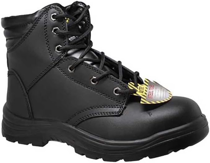 Ad Tec Men's 6" Leather Work Boot, Safety Steel Toe Injection Molded Oil Resistant Rubber Outsole