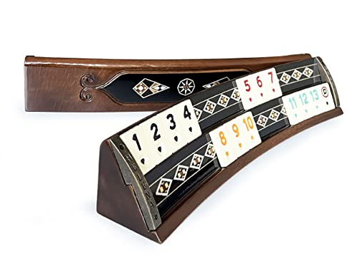 Juego Rummi artesanal con tablero de madera natural miniatura 4