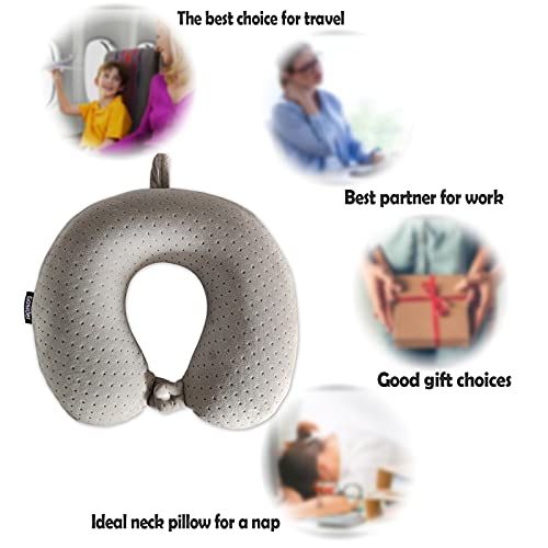 Oreiller de voyage en mousse à mémoire de forme, oreiller cervical de voyage confortable en forme de U, soutient le cou et la tête pour soulager la fatigue, oreiller cervical portable adapté aux avions, trains, voitures autonomes – Image 5