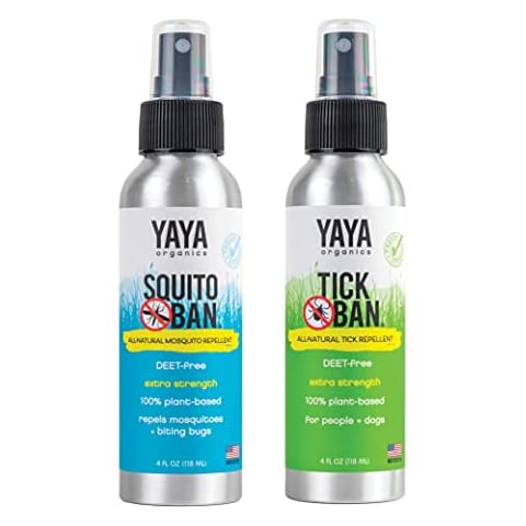 YAYA Organics Tick Ban + Squito Ban Duo Pack | All Natural Tick Repellent and Mosquito Spray Made with Essential Oils, Deet-Free | 2 4oz Spray Bottles Cover