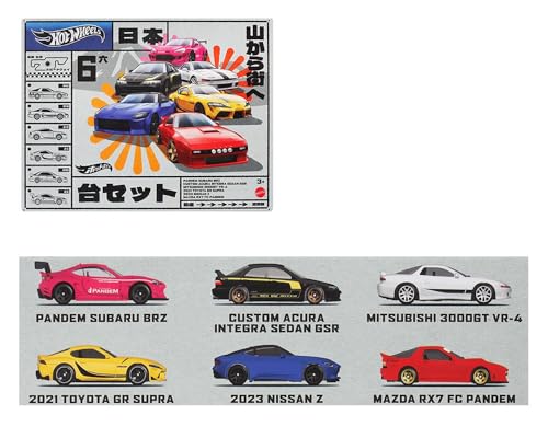 Set 6 Autos Modelo Diecast Tema Japan Street miniatura 1
