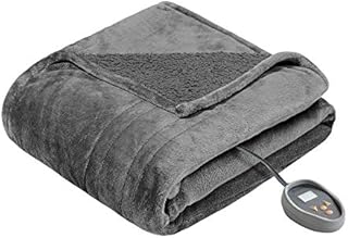 Beautyrest Solid Microlight/Berber Heated Blanket, King, Grey