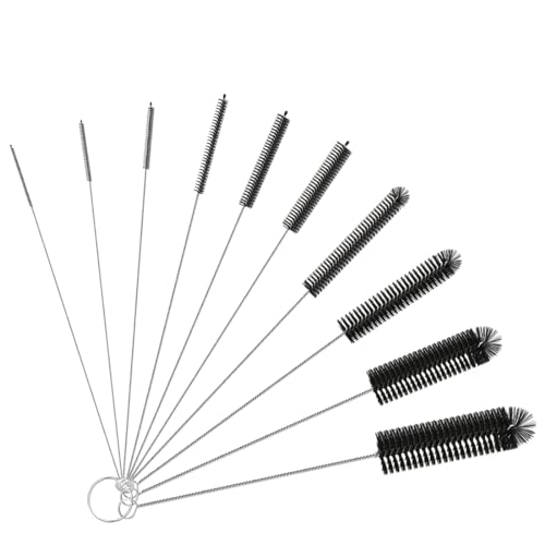 10 Pezzi Spazzolino per Bottiglie, Scovolino Pulizia Bocca di Bollitore, Tubo di Scarico, Pipa, Tastiera, Vetro, Macchina Caffè, Termosifoni, Mini Spazzola per Pulire, 20.5cm