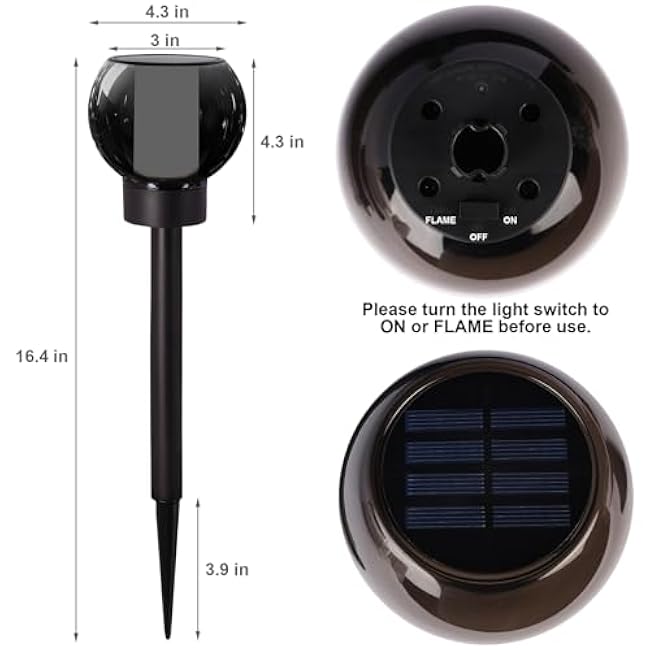 Dynaming Solar Torch Lights Solar Globe Lights Flickering Flame Garden Decorative Light