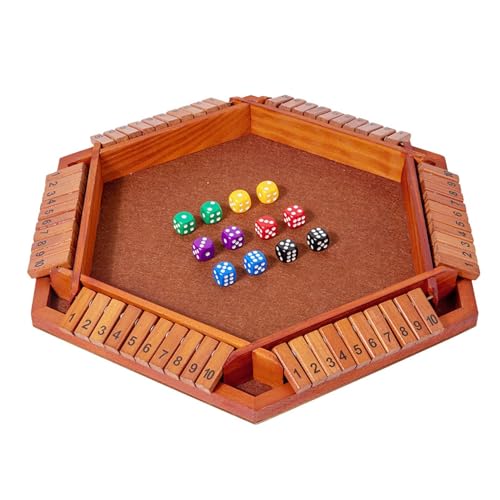 Close The Box Game Adultos - 6 Jugadores Wood Shut The Box Game | Juegos Clásicos De Versión De Mesa, Juego De Cerrar La Caja, Doble Obturador, Juego De Matemáticas De Mesa, 10 Números Para Mujeres, H
