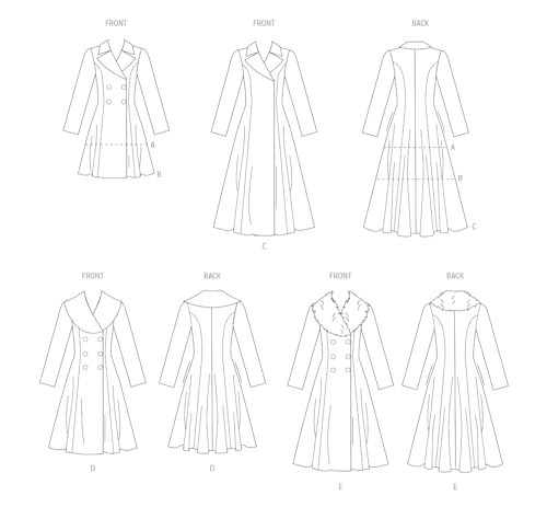 Vogue V1971H5 Misses' Coat in Five Lengths H5 (6-8-10-12-14), Multicolour, 6, 8, 10, 12, 14 - Image 3