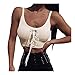 XUNN Camiseta de tirantes para mujer, sin mangas, de un solo color, de punto, suelta, informal, con lazo en el pecho, sexy, blusa, chaleco, camiseta para mujer, beige, L
