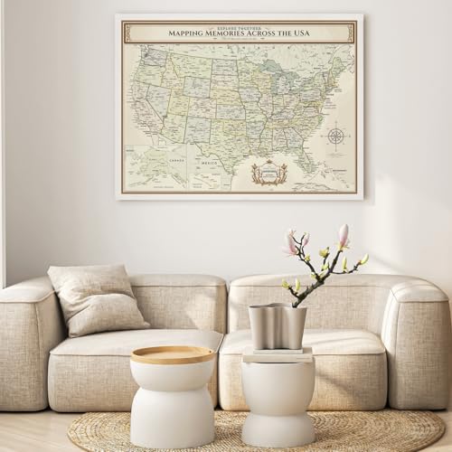Image of DECORARTS - Oversized Colorful USA Map Art Canvas Wall Art, Extra Large Classic United States Maps for Wall, Gallery Statement, Hand-Stretched Giclee Print, Handcrafted in USA, 40x30''