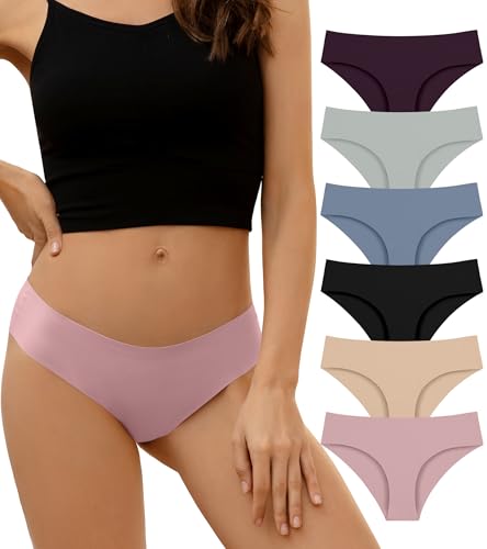Image of DEANGELMON Seamless Underwear for Women No Show Bikini Panties Comfortable Stretch Invisible Ladies Hipster Briefs
