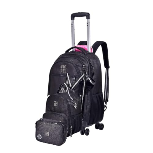 Mochila De Rodinhas e Costas + Lancheira Térmica + Estojo 100 Lápis Rebecca Bonbon