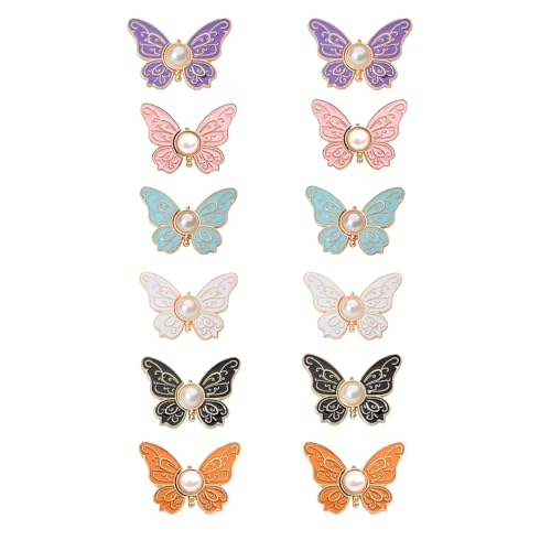 12 Packs of Adjustable Butterfly Extenders for Pants and Shirts - 6 Color Options, Perfect for Adjusting The fit of Loose Clothing