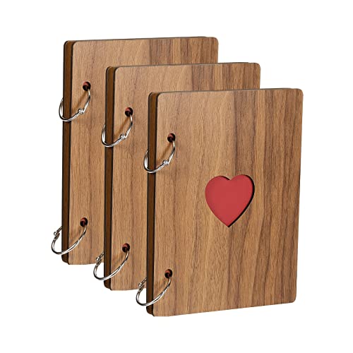 Álbum de recortes de madera PATIKIL, 3 unidades, 6x4 pulgadas, para fotos, libro de visitas, álbum de memoria DIY, con 15 páginas negras, ideal como regalo para Navidad, aniversario o cumpleaños miniatura 1
