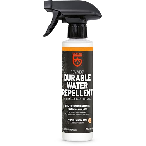 Image of GEAR AID Revivex Durable Water Repellent (DWR) Spray for Waterproof Jackets, Rain Gear, Gore-TEX, Tents & Camping Gear - Restore Waterproofing & Breathability, Various Sizes