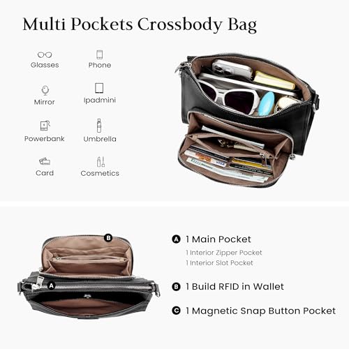 Image of befen Genuine Leather Crossbody Purses for Women, Women's Small Crossbody Shoulder Bag with Built in RFID Wallet
