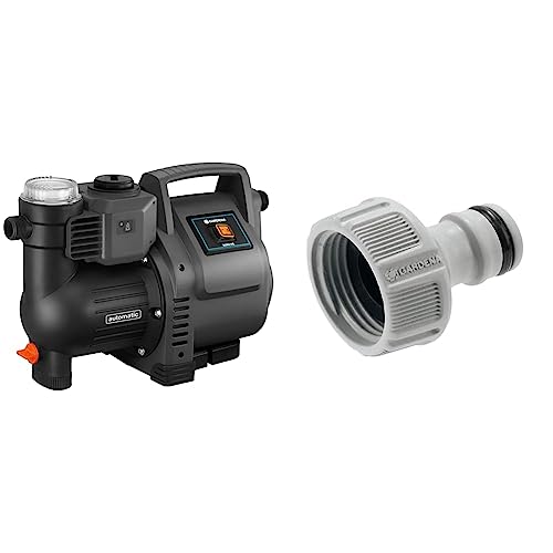 Gardena Hauswasserautomat 3500/4E & Hahnverbinder 26,5 mm (G 3/4 Zoll): Adapter für den Anschluss eines Wasserschlauchs, Anti-Splash-Technologie, frostsicher, Original System, lose Verpackung