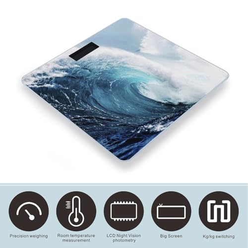Báscula digital de baño Ocean Waves con vidrio templado miniatura 3