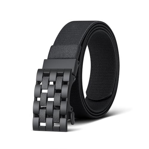 VANNANBA Stretch Ratchet Belts for Men - Elastic Nylon Belt for Work Golf Casual Pants Black