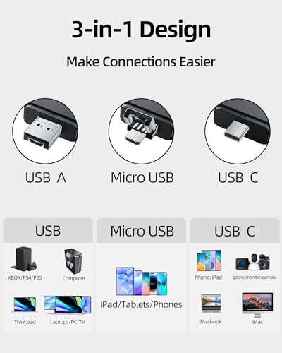 Image of Vanja SD Card Reader, High-Speed USB Type A & Type C to Micro SD Card Adapter for SD, SDHC, SDXC, Micro SDXC | Compatible with iPhone 17 /16 /15, MacBook Pro /Air, iPad Pro, Smartphone
