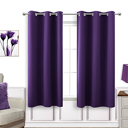 Image of Dark Purple Grommet Insulated Thermal Room Darkening Blackout Curtains 42x54 Inch Length