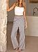 ANRABESS Womens Palazzo Pants, Striped & Gingham, Lounge & Casual, Cute Pajama Pants, Wide Leg, High Waisted, Pockets Brown White Plaid Small