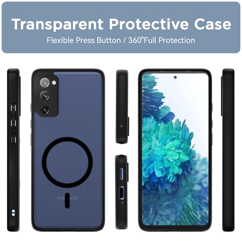 Image of Outlouders Back Cover for Samsung Galaxy S20 Fe 5G Compatible with Mag-Safe | Shockproof Design | Hard Transparent Back Case (Black Mag-Safe)