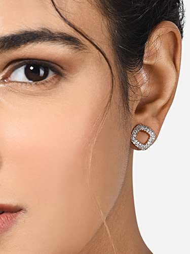 Hollow Square Cubic Zirconia Studs Earrings for Women