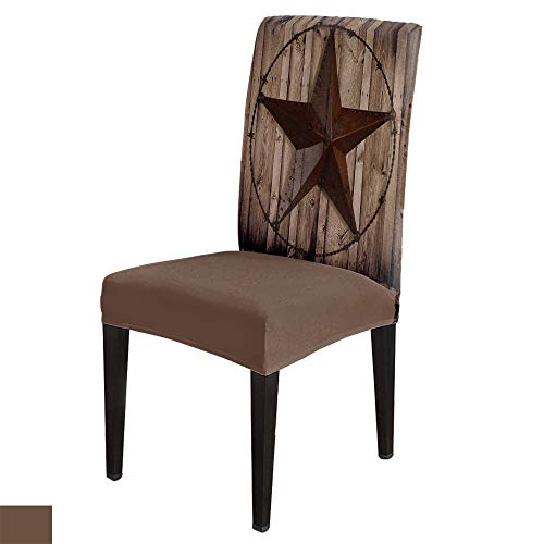 Rustic Country Western Chair Slipcovers For Dining Room Set Of 6, Universal Stretch Chair Protectors Covers, Home Decor Dining Room Seat Cover Texas Star Barn Wooden #TOP15