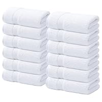 Infinitee Xclusives – 12er-Pack Waschlappen aus 100% Baumwolle, 30 x 30 cm, Ultraweiche und Hochsaugfähige Handtücher für Spa, Fitnessstudio, Hotel und Badezimmer, Strahlendes Weiß