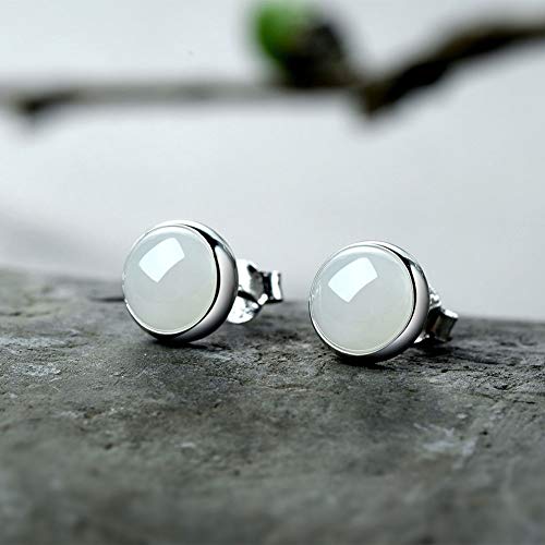 Pendientes de jade blanco antialérgicos MIYUAN para evitar irritaciones en orejas delicadas 3
