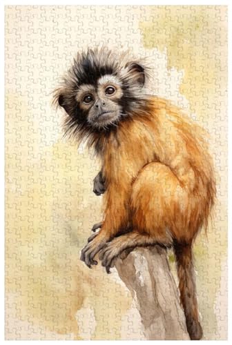 Jigsaw Puzzles for adults, 1000 Pieces, Tamarin monkey hiding in large trees, look around, Animal puzzles (b ; 1000)