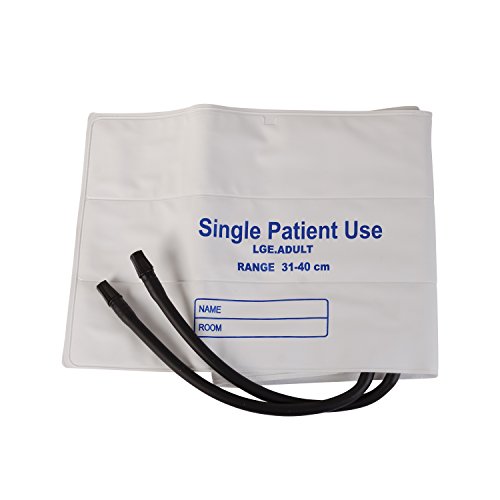 Mabis Single-Patient Use Disposable Blood Pressure Cuffs With Universal Connectors, Two Tubes, 31 To 40 Centimeters, White, 5 Per Box #TOP4