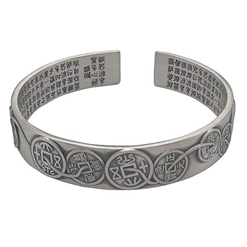 Bracelet en argent S925 mat femme avec écritures en relief 3D vintage