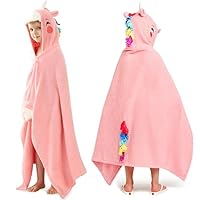 Joiedomi Unicorn 127 x 77 cm Kapuzenhandtuch für Kinder - Weiches Baumwoll-Badetuch -für Kinder von 3-10 Jahren -Poolhandtuch mit Kapuze - saugfähiges Poncho Handtuch Kinder
