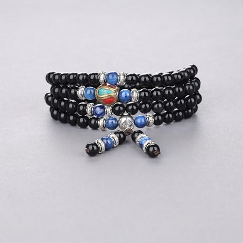 Image of COAI Black Obsidian Stone Bracelet Necklace Mala Beads 108