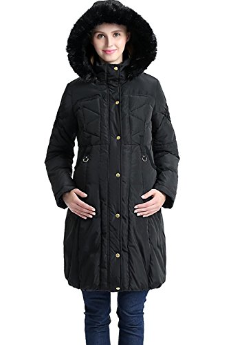 Momo Maternity Outerwear Women Minnie Hooded Down Puffer Parka Coat Pregnancy Winter Jacket Black Large